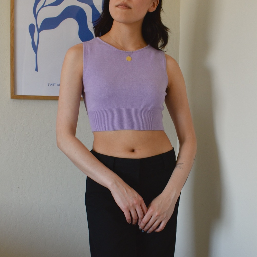 VRG GRL Tie Back Knit Top in Lilac